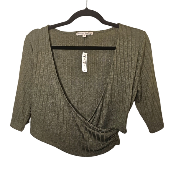 EXPRESS CROP Wrap TOP L NWT - Picture 2 of 6